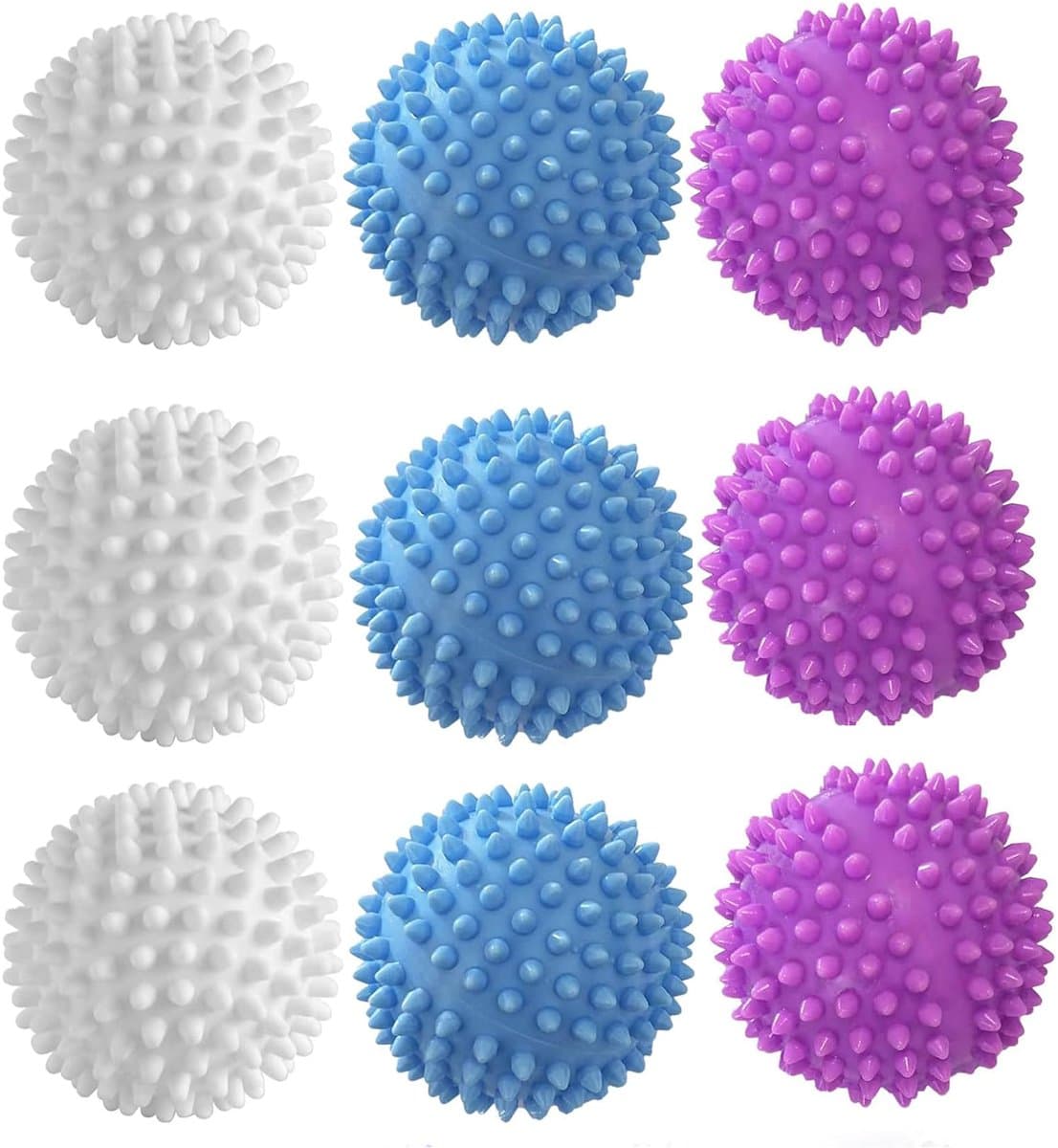 Wasdrogerballen-Droogballen-Wasdrogerballen-Non-Toxic Washing-Balls Tangle Free -Softens Fabrics-Prevents Tangles-Cleaning-Blue -Purple- White-9Stuks — afbeelding 1