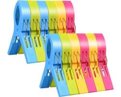 12 Clips - Strandclips - Duurzaam - Groot - Kunststof clips - Kleurrijk - Handdoekclips - Voor handdoeken, quilts, kleding, dekbedden, lakens, matten en tafelkleden - 12 cm — afbeelding 1