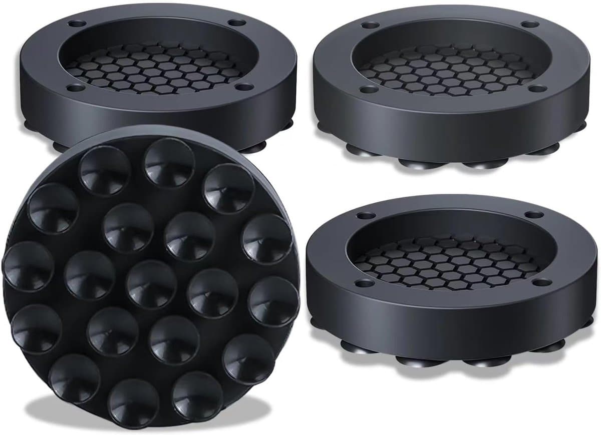 4-stuks antivibratiepads voor wasmachines - Rubberen antivibratiepads voor wasmachines - Universele antivibratiepads - Met siliconen zuignappen - Voor wasmachines en drogers om beweging en schudden te voorkomen - Zwart — afbeelding 1