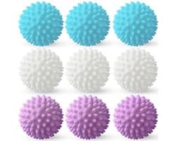 Wasmachine wasballen - Drogerballen - Drogerballen - Herbruikbaar voor het thuis wassen van kleding - 9 stuks - Wit, blauw, paars - Drie kleuren — afbeelding 1