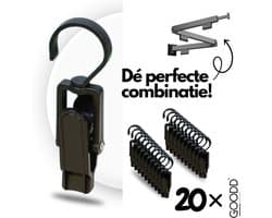 GOODD® - Wasknijpers - Knijpers - 20 STUKS - Met haak - Zwart - Droogrek knijpers - Wasrek knijpers