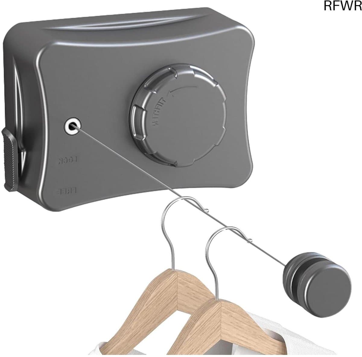 RFWR® Uittrekbare waslijn 5,1 m - Wandmontage zonder boren voor kleine ruimtes — afbeelding 1
