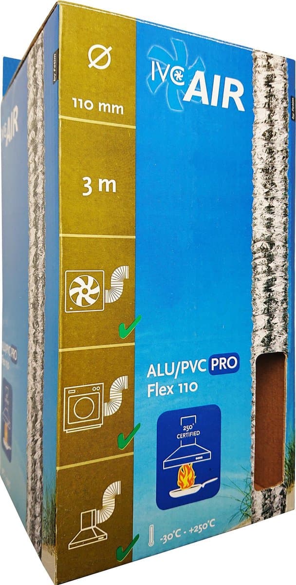 IVC Air flexibele aluminium luchtslang | tot 250°C | Ø 110 mm | lengte 3.0 mtr — afbeelding 1