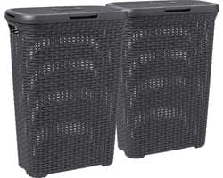 Curver Style Wasmand met deksel - 2x 40 liter - 2 stuks - Antraciet