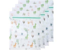 Alpaca Patroon Waszak met Rits - Set van 4 Stuks, Ideaal voor Kleding en Ondergoed
