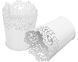 1set Elegante Holle Ijzeren Opslagmanden Multifunctionele Bloemhouders Pennenhouder Wit Stijlvolle Decoratie Voor Thuis Kantoor