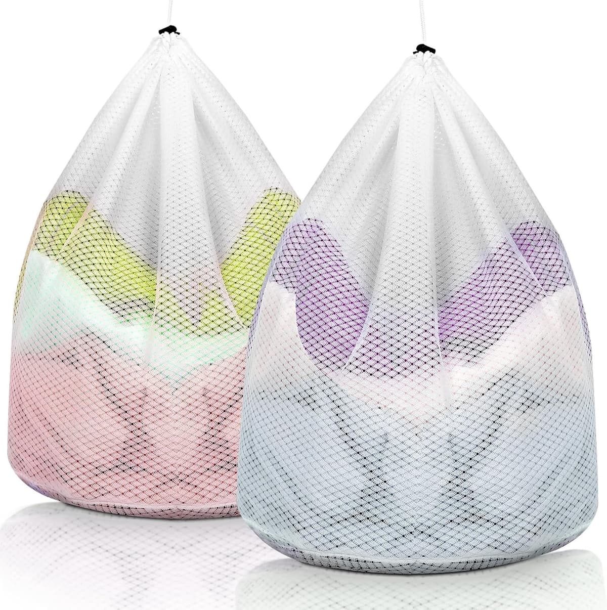 Set van 2 Waszakken met Trekkoord - 50x60cm - Mesh & Stof Bescherming — afbeelding 1