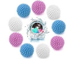 9 stuks drogerballen voor wasdrogers, wasballen, drogerbal, herbruikbare wasbal, wasbal voor wasmachine, wasdroger, ballen, pluizige was (blauw, wit, paars)