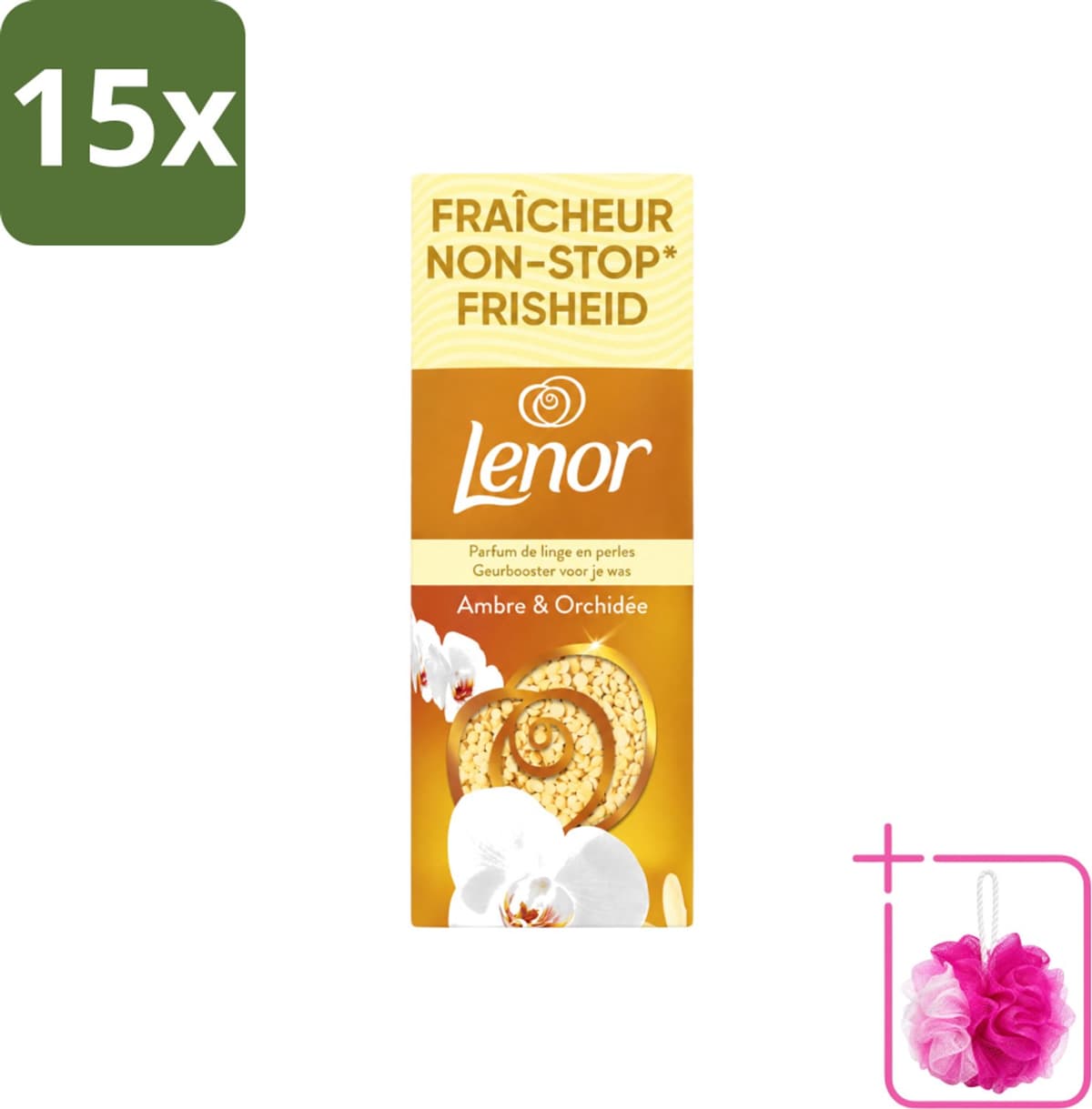 15 x Lenor – Geurbooster – Amber & Orchidee – 12 Wasbeurten – 155 g - Bulkverpakking - Geurparels - Douchemop - Wasgeur — afbeelding 1