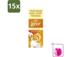 15 x Lenor – Geurbooster – Amber & Orchidee – 12 Wasbeurten – 155 g - Bulkverpakking - Geurparels - Douchemop - Wasgeur