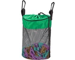 Houder voor wasknijpers - Tas voor wasknijpers - Geschikt om buiten op te hangen - Met ventilatie en stabiliteit - 20 x 15 cm - Groen