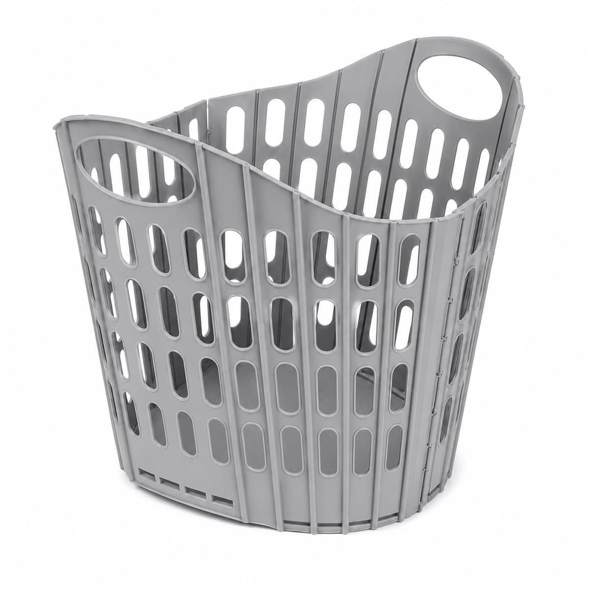 Opvouwbare Wasmand Grijs - 18 Liter - Inklapbare Kunststof Wasmand met Handgrepen - Ventilerend en Ruimtebesparend - Ophangbare Wasgoedmand — afbeelding 1