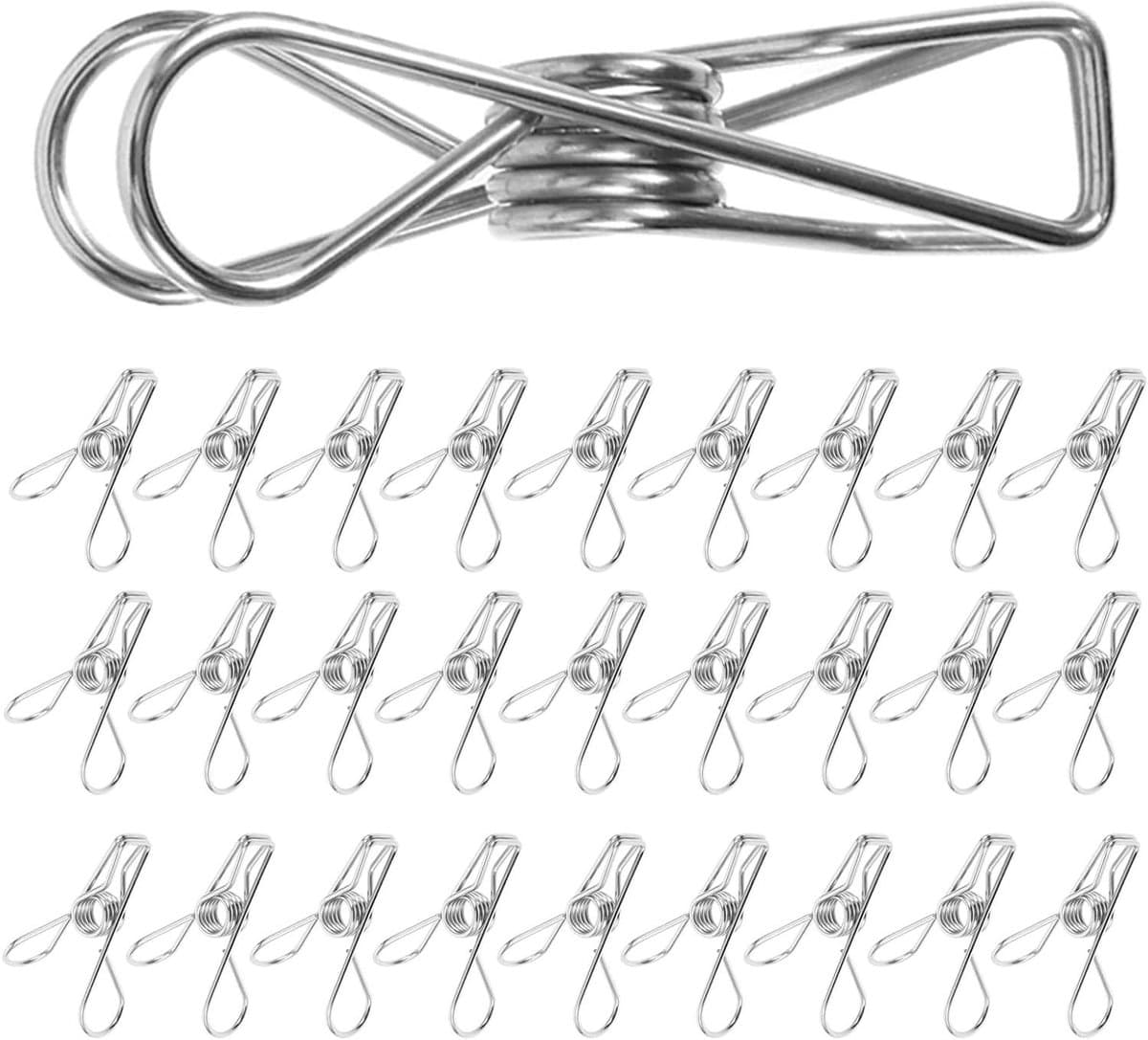 Roestvrijstalen Wasknijpers - Kledingklemmen - Kleding Drogen - Windbestendige Bevestiging - 30 Stuks - Zilver — afbeelding 1