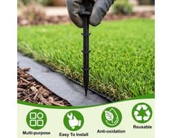 Grondanker - Zwart - 11 x 3,6 cm - Kunststof met 6 Weerhaken - Voor Tuin en Camping