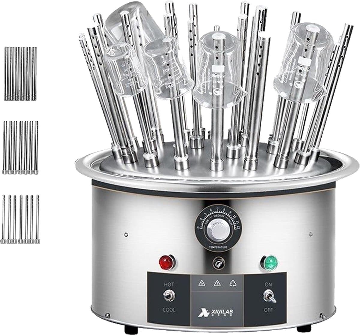 Glaswerk Droger - Laboratorium Droogrek - Laboratorium Droging - Instelbare Temperatuur - 20 Droogbuizen - Zilver — afbeelding 1