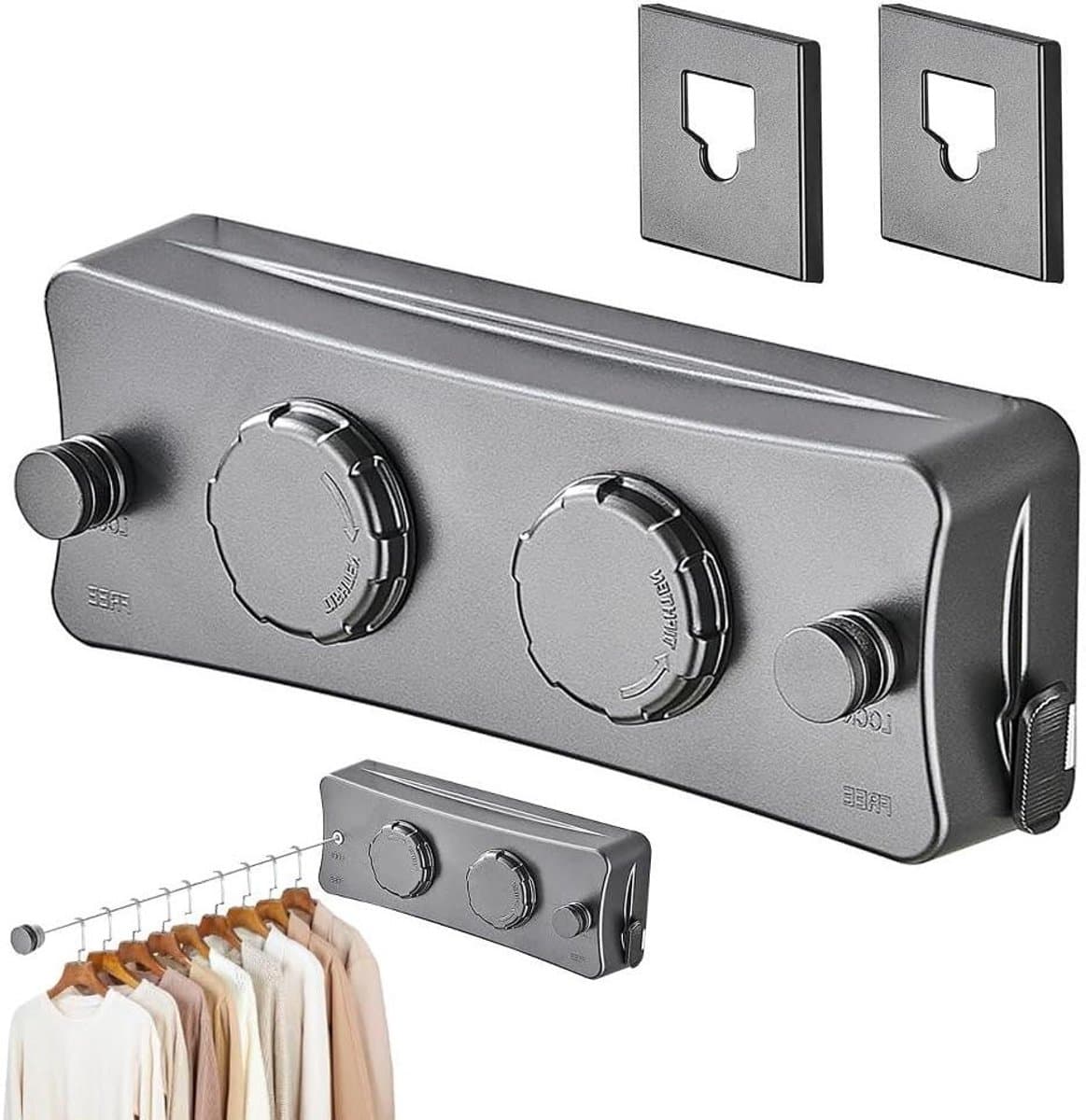 Uittrekbare Waslijn - Dubbel Touw - Kleding Drogen - Anti-doorhangend Ontwerp - 51 Meter - Grijs — afbeelding 1