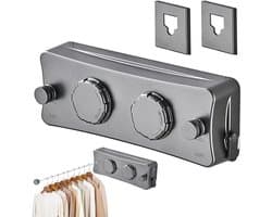 Uittrekbare Waslijn - Dubbel Touw - Kleding Drogen - Anti-doorhangend Ontwerp - 51 Meter - Grijs