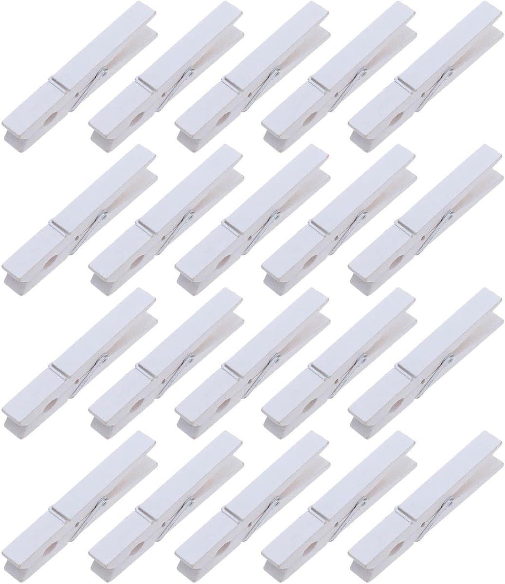 Houten Knijpers - Veer Clips - Foto's Ophangen - Stevig Materiaal - 200 Stuks - Wit — afbeelding 1