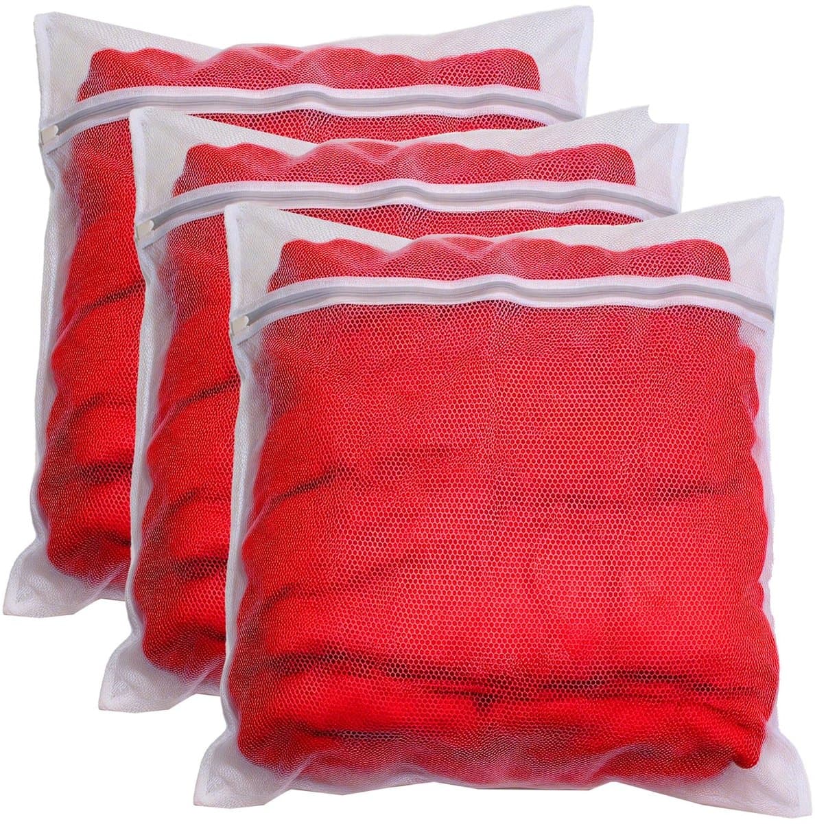 Solidchoice - Set van 3 Grote Mesh Waszakken met Ritssluiting 60 x 60 cm — afbeelding 1