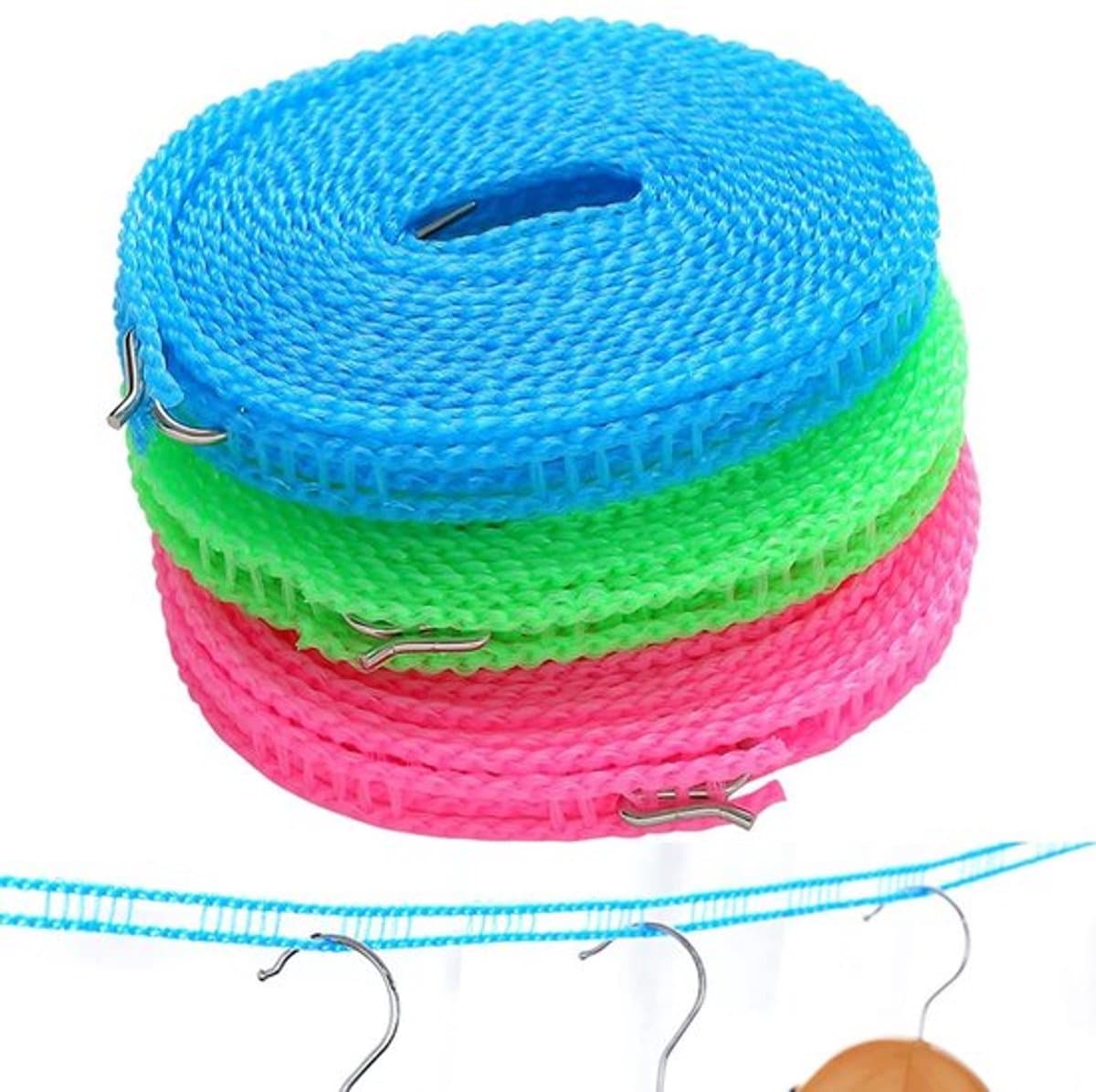 Pakket van 3 Buitenkledinglijnen, 3 Meter, Buitenkledingrek, Buitenkledinglijn, Camping Kledinghangers voor Binnen en Buiten Gebruik — afbeelding 1