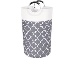 Wasmand - Grote wasmand - Opvouwbare wasmand - Waszak - Stoffen wasmand voor badkamer, slaapkamer & wasruimte - Grijs - 82 L