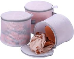 Wasnetjes met ritssluiting - Wit - 8 x 20,3 cm - Mesh Waszak voor Delicaat Ondergoed en Beha's - Voor Dames