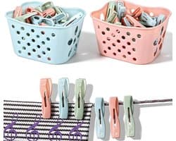 Wasknijpers, Handdoek Clips, Plastic Sterke Kracht Grip Kleding Pegs, Neem een Opbergmand mee, Gelden Voor Binnen Buiten Waslijn Was Rek(Twee Kleuren)