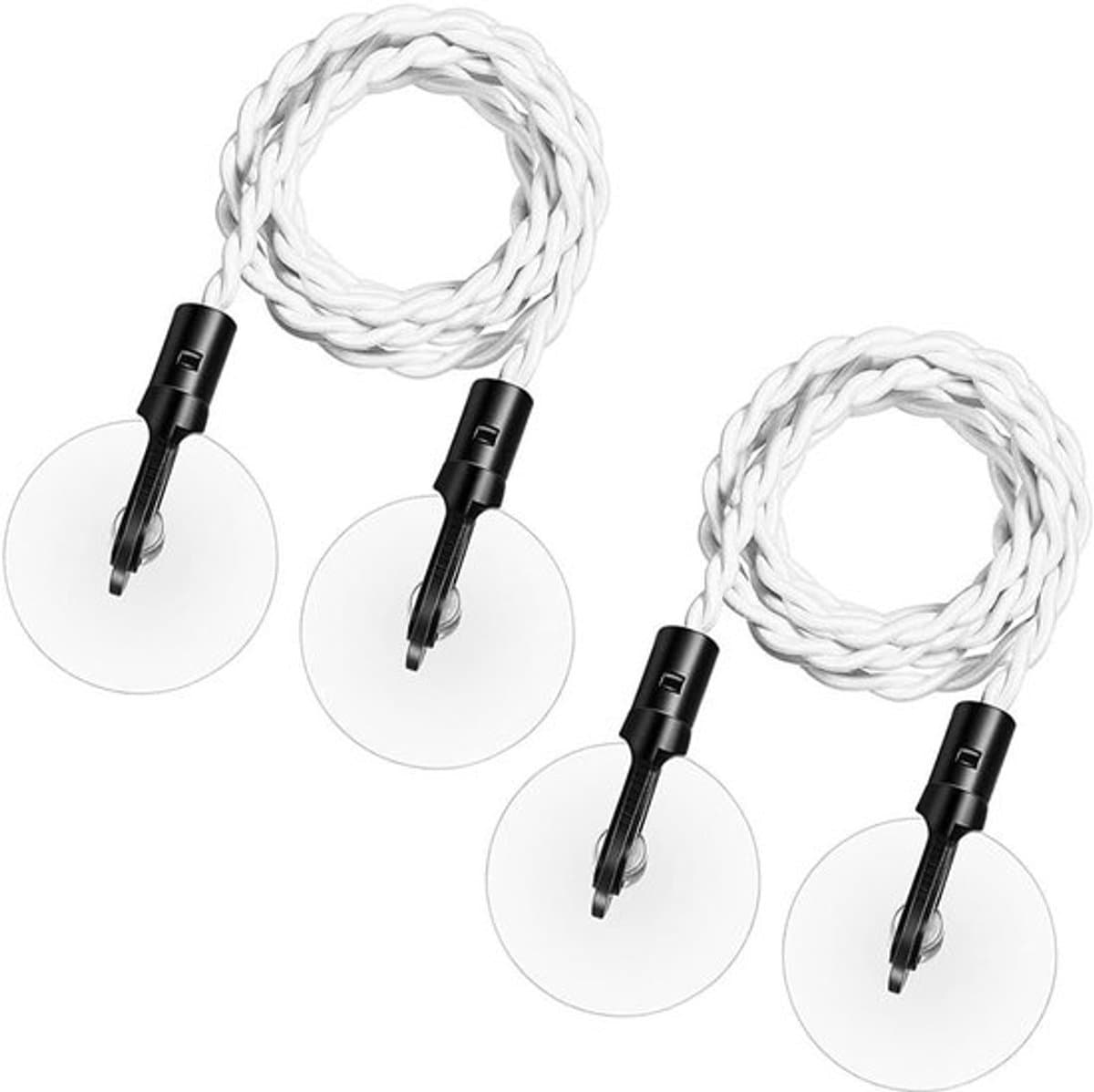 2-delige draagbare uitrekbare waslijn met haken en zuignappen (wit) - campingaccessoires voor buiten- en binnengebruik in hotels — afbeelding 1