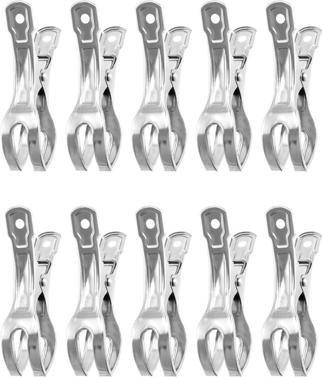 Set van 10 roestvrijstalen handdoekclips - Strandlaken clips - Windbestendige veerclips - 11 cm - Voor badhanddoek en lakens — afbeelding 1