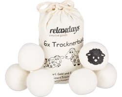 drogerballen - set van 6 - XXL - Ø 7 cm - herbruikbaar - schapenwol