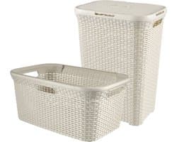 Curver Style Wasmand met Deksel 60L + Wasmand 45L - Wit