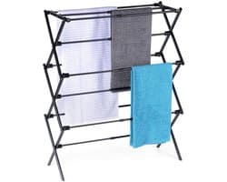Droogrek Staand Metaal Zwart Verticaal Intrekbaar 47-78x94 cm - Droogtoren - Wasrek - Washanger