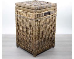 MigoStyling - Wasmand - Vierkant - Brown - 40x40xH65cm - Met deksel - Uitneembare waszak