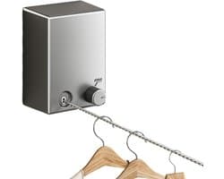 Uitschuifbare waslijn 42 m - uittrekbaar tot 20 kg - slot - voorkomt doorhangen - badkamer balkon bijkeuken slaapkamer