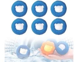 6-stuks wasballen - Droogballen - Herbruikbaar - Haarverzamelaar - Wasmiddel voor ontharing - Huisdierhaarverwijderaar - Antiklit adsorptie ontharingsbal voor kleding - Geschikt voor kleding, honden, katten en huisdieren - Blauw — afbeelding 1