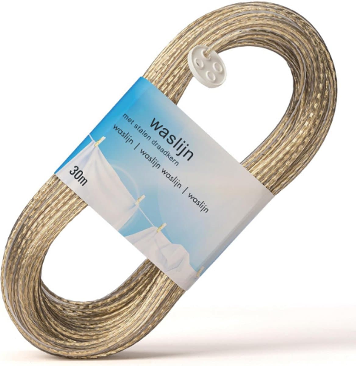 Waslijn 30 Meter Met Staalkern Voor Buiten – Extra Sterk En Scheurbestendig – Ideaal Voor Tuin, Balkon, Camping Of Kelder – Stabiele Waslijn Voor Binnen En Buiten — afbeelding 1