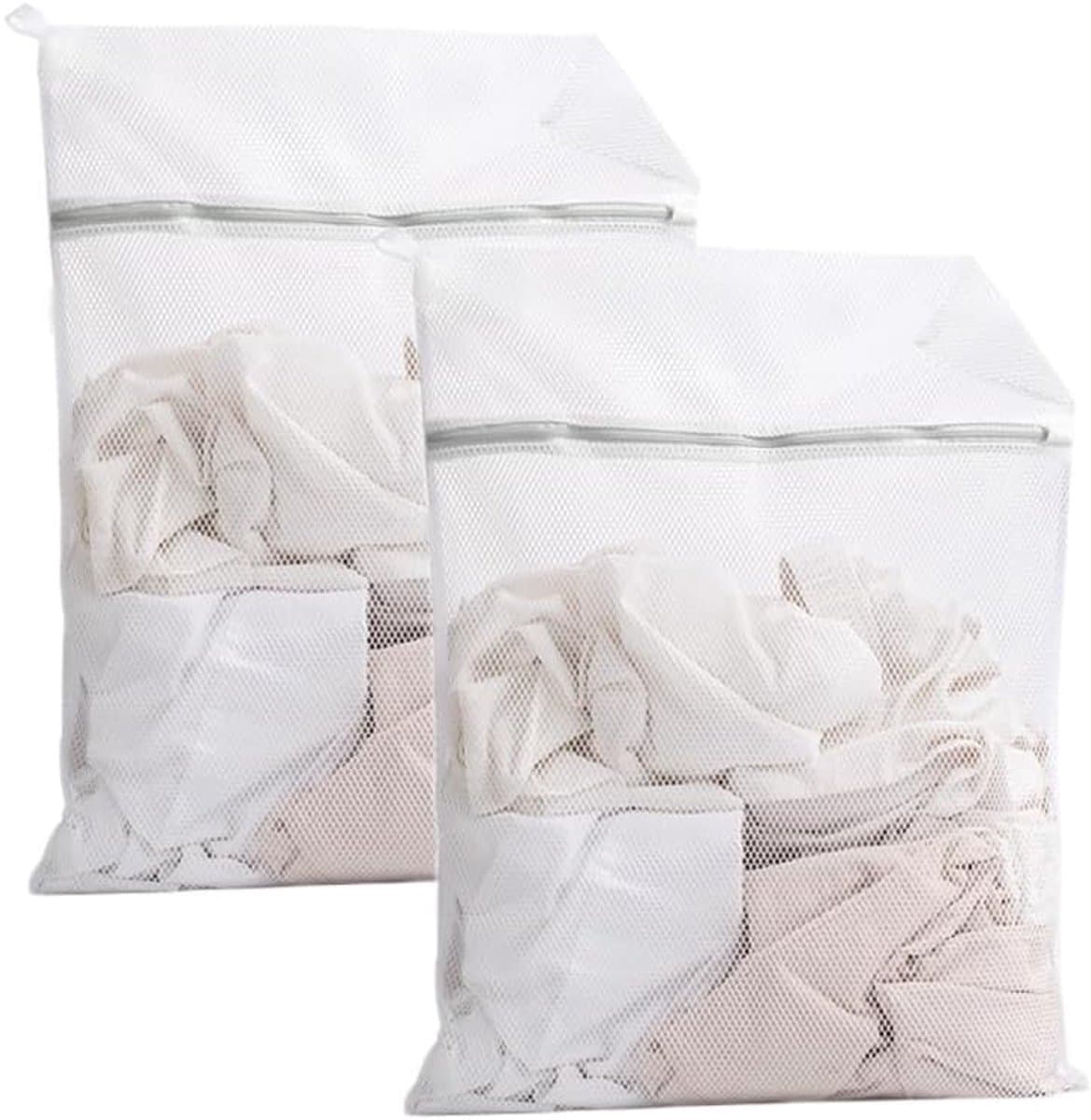 Wassen Netten - Wäschebeutel voor Waschmachine - 2 Stuks 40x50cm - Duurzaam Polyester met Rits - Voor Fijne Kleding en Schoenen - Wit — afbeelding 1