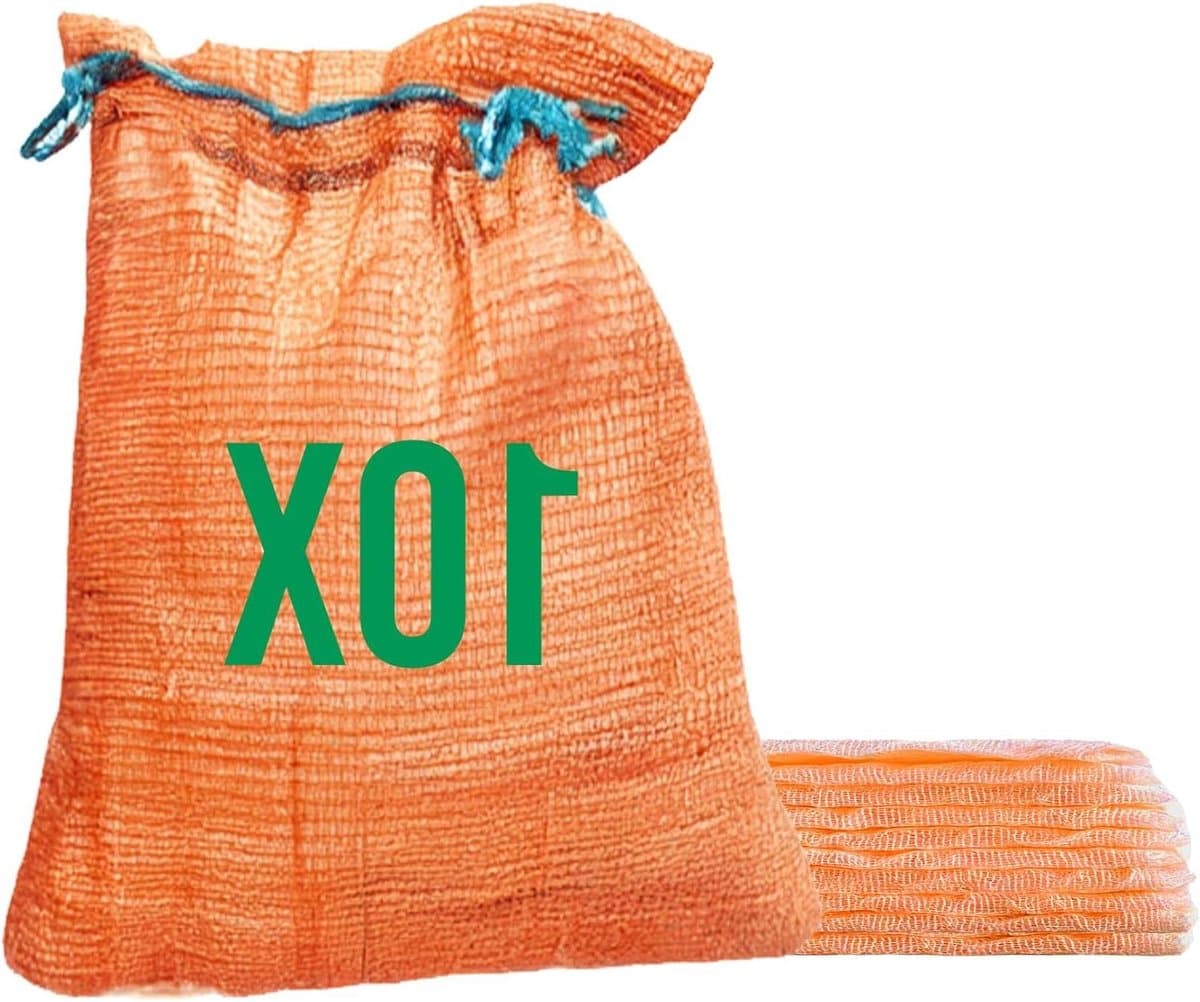Raschelzakken - Netzakken Groentezakken - Oogst Opslag - Ademend Materiaal - 42 x 60 cm - Oranje — afbeelding 1