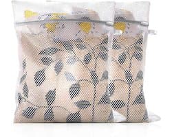 Set van 2 waszakken met honingraatstructuur 30 x 40 cm voor fijne was, bh's, sokken en ondergoed met rits