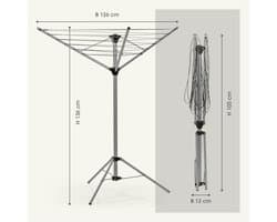 Droogmolen - Inklapbaar Droogrek voor Binnen & Buiten - Mobiele Wasdroogmolen - Verstelbaar Droogrek 4 Niveaus - Lichtgewicht Aluminium Droogmolen - Weerbestendig Wasrek - Compact Camping Droogrek - Zilver & Groen — afbeelding 1