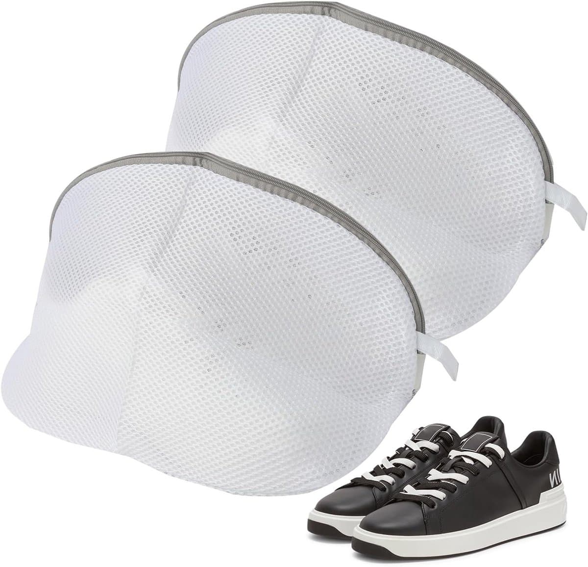 Set van 2 Waszakken voor Schoenen, Herbruikbare Mesh Waszakken voor de Wasmachine, Ideaal voor Sportschoenen en Kleding, Diepe Reiniging 24x24x40 cm Grijs — afbeelding 1