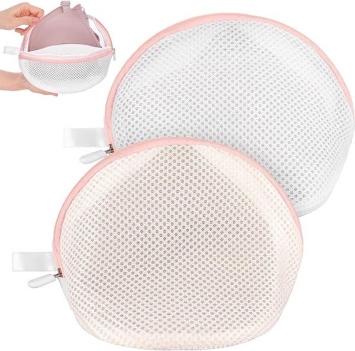 2 stuks BH wasnet - Netwasnet met ritssluiting voor wasmachine - Herbruikbare waszakken voor kleding, ondergoed en beha's - Roze — afbeelding 1