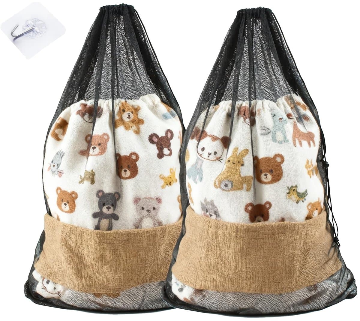 Solidchoice- Wasnet XXL - 2 stuks - 70 x 90 cm - Fijnmazig - Waszak voor Kleding - Waszak voor Beddengoed - Met Trekkoord en Haken — afbeelding 1