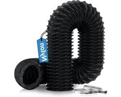 Ø75 mm Afvoerpijp, 2.5 m Flexibele Nylon Aluminium Slang met 2 Slangklemmen, Hittebestendig voor Vloerverwarming, Afzuigventilator en Ventilatiesysteem, Zwart
