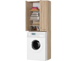 Wasmachinekast - Badkamermeubel Hoge kast - Ruimte Organiseren - Zonder Boren te Monteren - 180 cm - Sonoma Eik