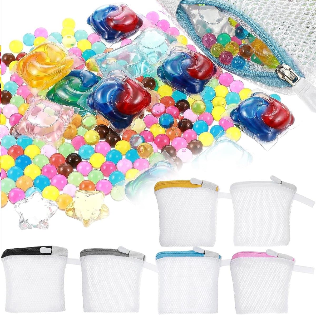 6 Stuks Mini-Waszakken van Nette Stof 10,9 x 10,9 cm voor Gevoelige Was met Ritssluiting, Ideaal voor Thuis en Op Reis — afbeelding 1