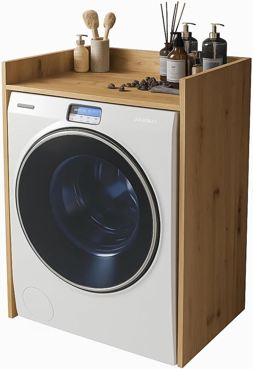 Wasmachine Kast - Ombouw Meubel - Badkamer Organisatie - Montage Zonder Boren - 66x97x62cm - Wotan Eiken — afbeelding 1