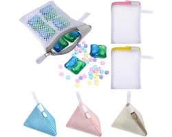 Mini-wasnetten set van 6, kleine driehoekige waszakken voor delicate kleding, anti-hechting en geurparels, polyester opbergtassen voor de wasmachine