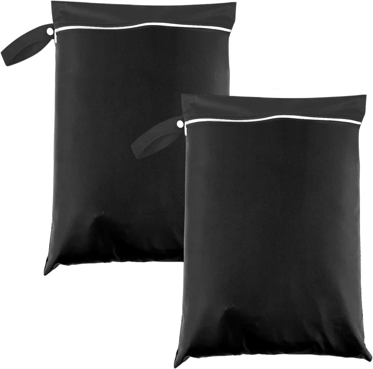 Set van 2 Waterdichte Waszakken voor Reizen, Grote Vuilwaszak voor Zwemkleding, Ideaal voor Vakantie en Sportactiviteiten 30 x 40 cm (Zwart) — afbeelding 1