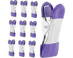 Wasknijpers Kleding Klemmen - Kledingclips Dekenhouders - Kleding Ophangen - Sterke Klemkracht - 10 Stuks - Paars